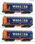Roco 76009 - H0 - 3-tlg. Schiebeplanenwagen-Set, Ep. VI